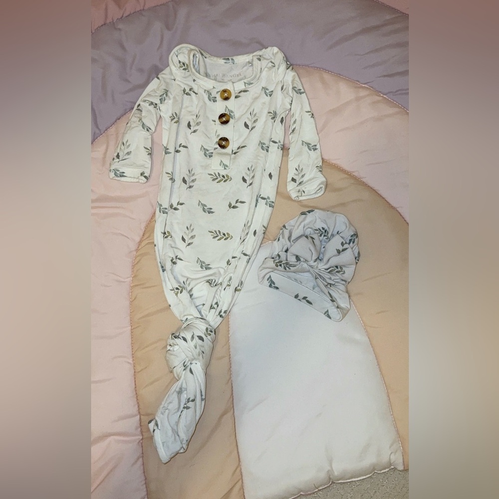 Leaf Print Knotted Baby Onesie